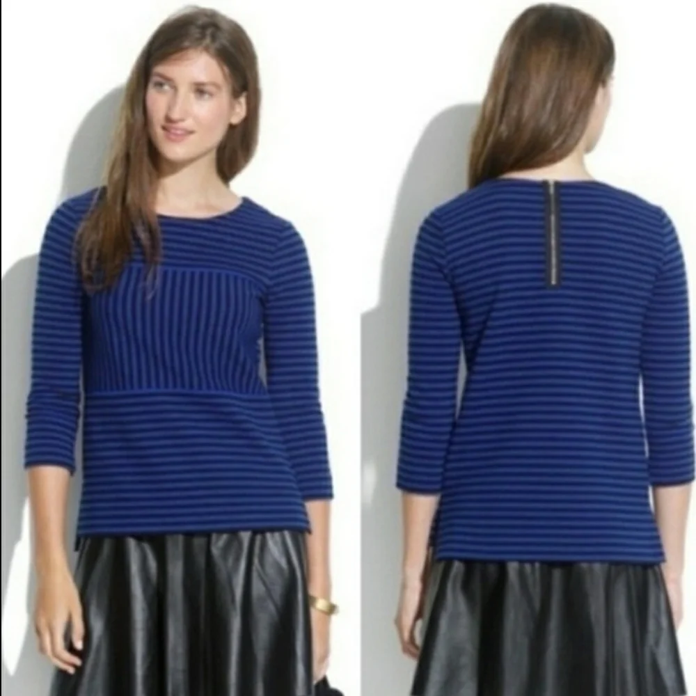 Madewell Gallerist Blue Black Striped Top Size XS - Picture 2 of 4